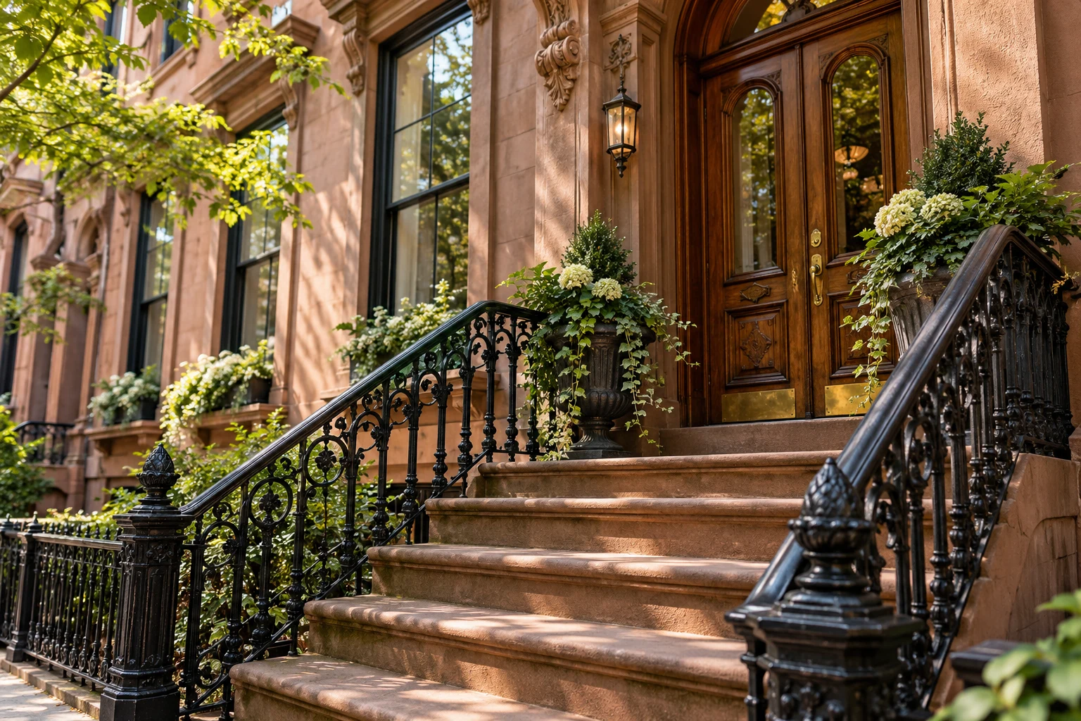 Illustrative Brooklyn brownstone entrance and ironwork